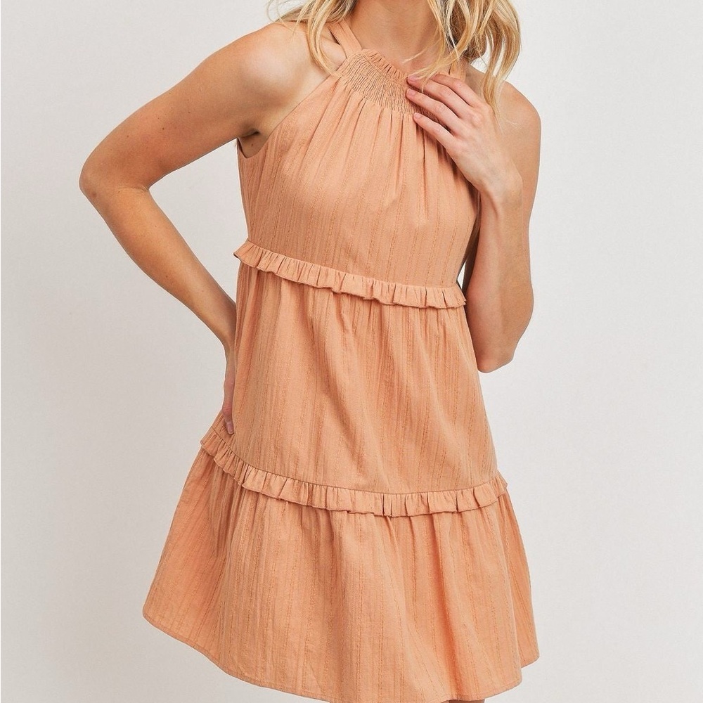 Textured Woven Tiered Sl Dress